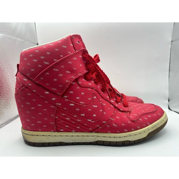 Nike Dunk Sky Hi Print Hidden Wedge Lace Up Red Shoes Sneakers Women’s Size 9.5 - Picture 1 of 8
